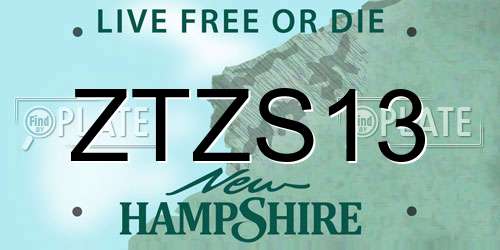 ZTZS13 New Hampshire License Plate