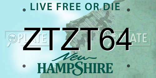 ZTZT64 New Hampshire License Plate