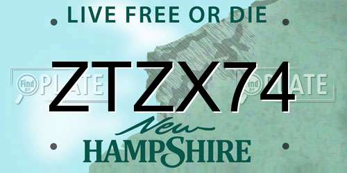 ZTZX74 New Hampshire License Plate
