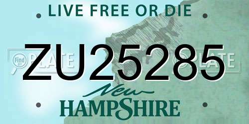 ZU25285 New Hampshire License Plate