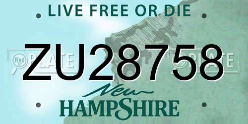 ZU28758 New Hampshire License Plate