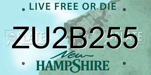 ZU2B255 New Hampshire License Plate