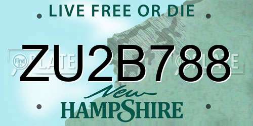 ZU2B788 New Hampshire License Plate