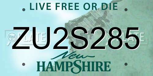 ZU2S285 New Hampshire License Plate
