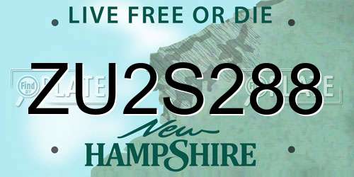 ZU2S288 New Hampshire License Plate