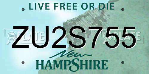 ZU2S755 New Hampshire License Plate