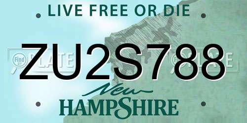 ZU2S788 New Hampshire License Plate