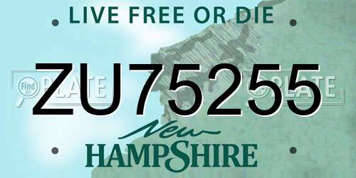 ZU75255 New Hampshire License Plate
