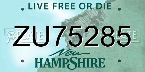 ZU75285 New Hampshire License Plate