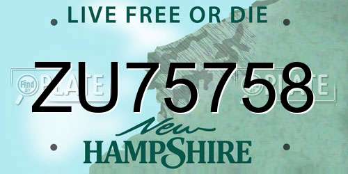 ZU75758 New Hampshire License Plate