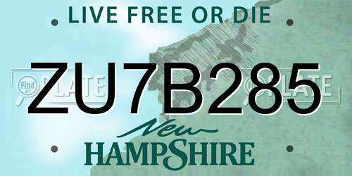 ZU7B285 New Hampshire License Plate