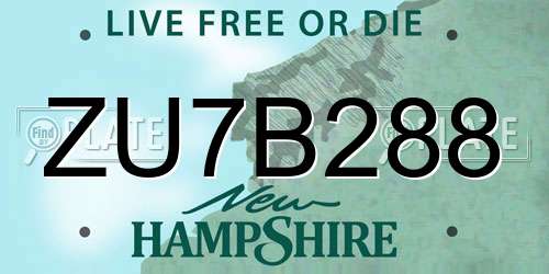 ZU7B288 New Hampshire License Plate