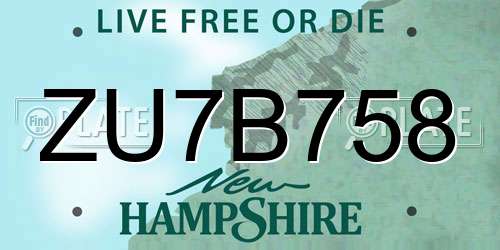 ZU7B758 New Hampshire License Plate