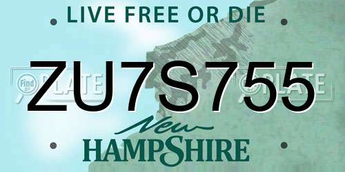 ZU7S755 New Hampshire License Plate