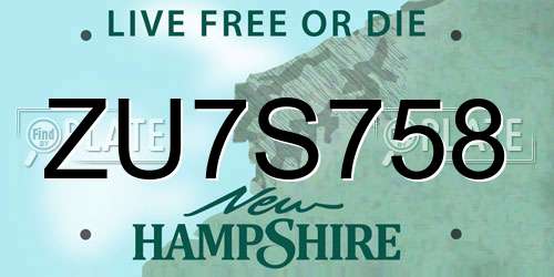 ZU7S758 New Hampshire License Plate