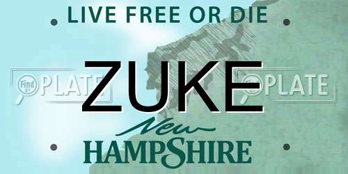 ZUKE New Hampshire License Plate