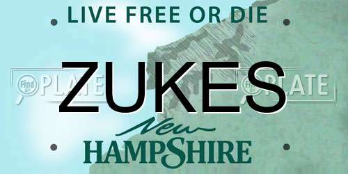 ZUKES New Hampshire License Plate