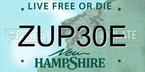 ZUP30E New Hampshire License Plate