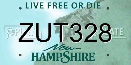ZUT328 New Hampshire License Plate