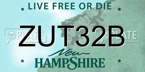 ZUT32B New Hampshire License Plate