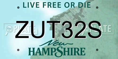 ZUT32S New Hampshire License Plate