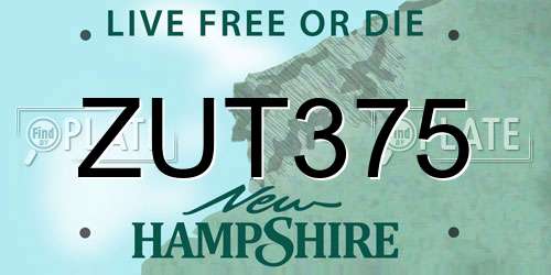 ZUT375 New Hampshire License Plate