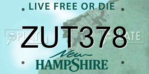 ZUT378 New Hampshire License Plate