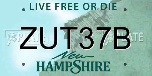 ZUT37B New Hampshire License Plate