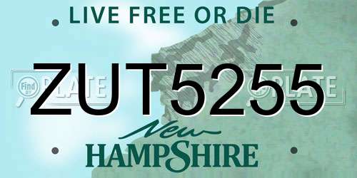 ZUT5255 New Hampshire License Plate