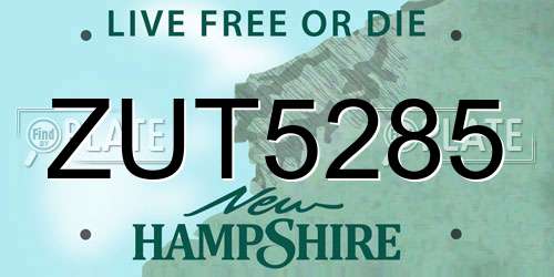 ZUT5285 New Hampshire License Plate
