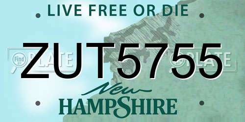 ZUT5755 New Hampshire License Plate