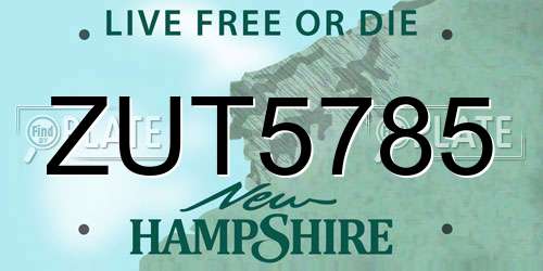 ZUT5785 New Hampshire License Plate