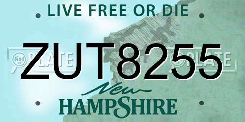 ZUT8255 New Hampshire License Plate