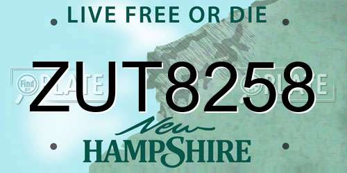 ZUT8258 New Hampshire License Plate