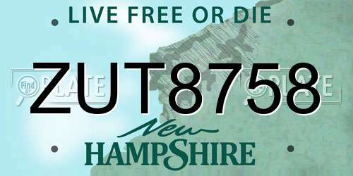ZUT8758 New Hampshire License Plate