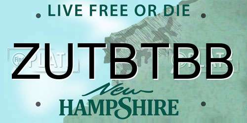ZUTBTBB New Hampshire License Plate