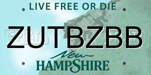ZUTBZBB New Hampshire License Plate