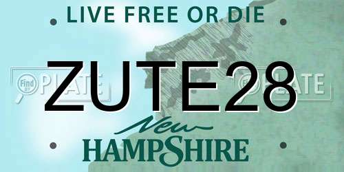 ZUTE28 New Hampshire License Plate