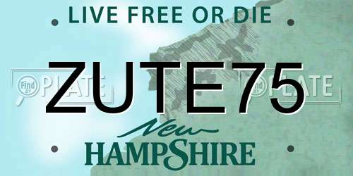 ZUTE75 New Hampshire License Plate