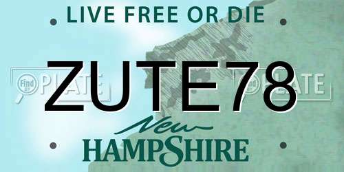 ZUTE78 New Hampshire License Plate