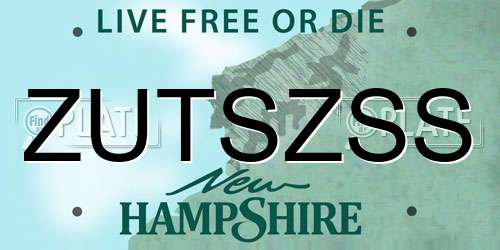 ZUTSZSS New Hampshire License Plate