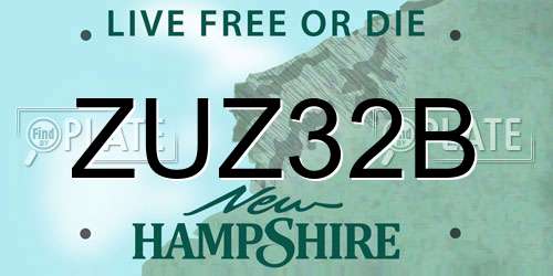 ZUZ32B New Hampshire License Plate