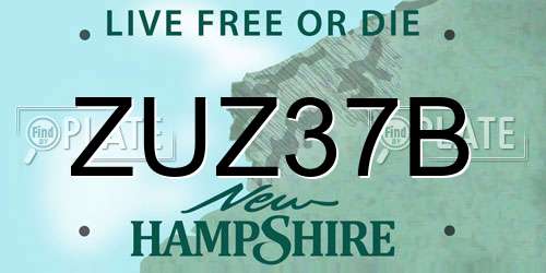 ZUZ37B New Hampshire License Plate