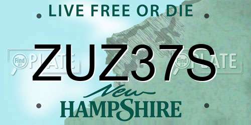 ZUZ37S New Hampshire License Plate