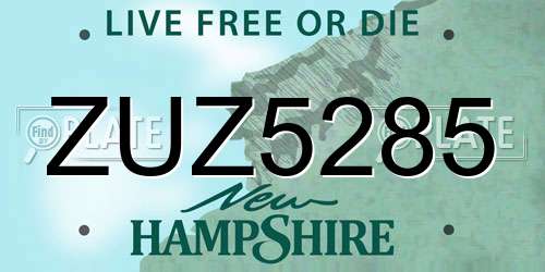 ZUZ5285 New Hampshire License Plate