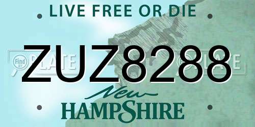 ZUZ8288 New Hampshire License Plate