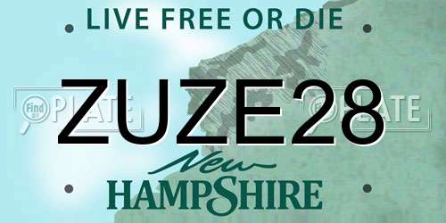 ZUZE28 New Hampshire License Plate
