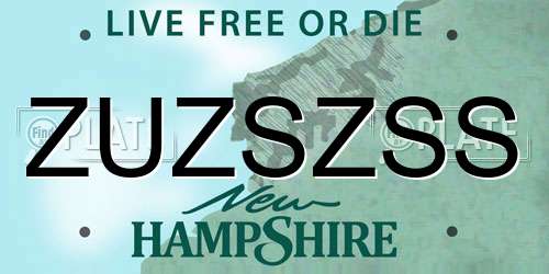 ZUZSZSS New Hampshire License Plate