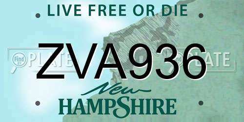ZVA936 New Hampshire License Plate