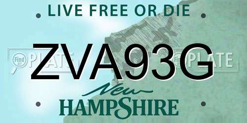 ZVA93G New Hampshire License Plate